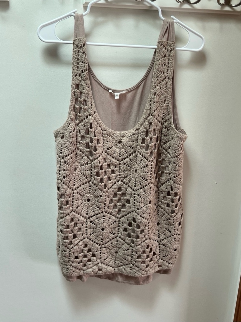 Maurices Taupe Crochet Overlay Tank Top Women’s XL